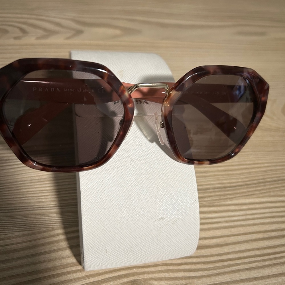 Prada Women's Brown Hexagonal Sunglasses - Picture 5 of 8
